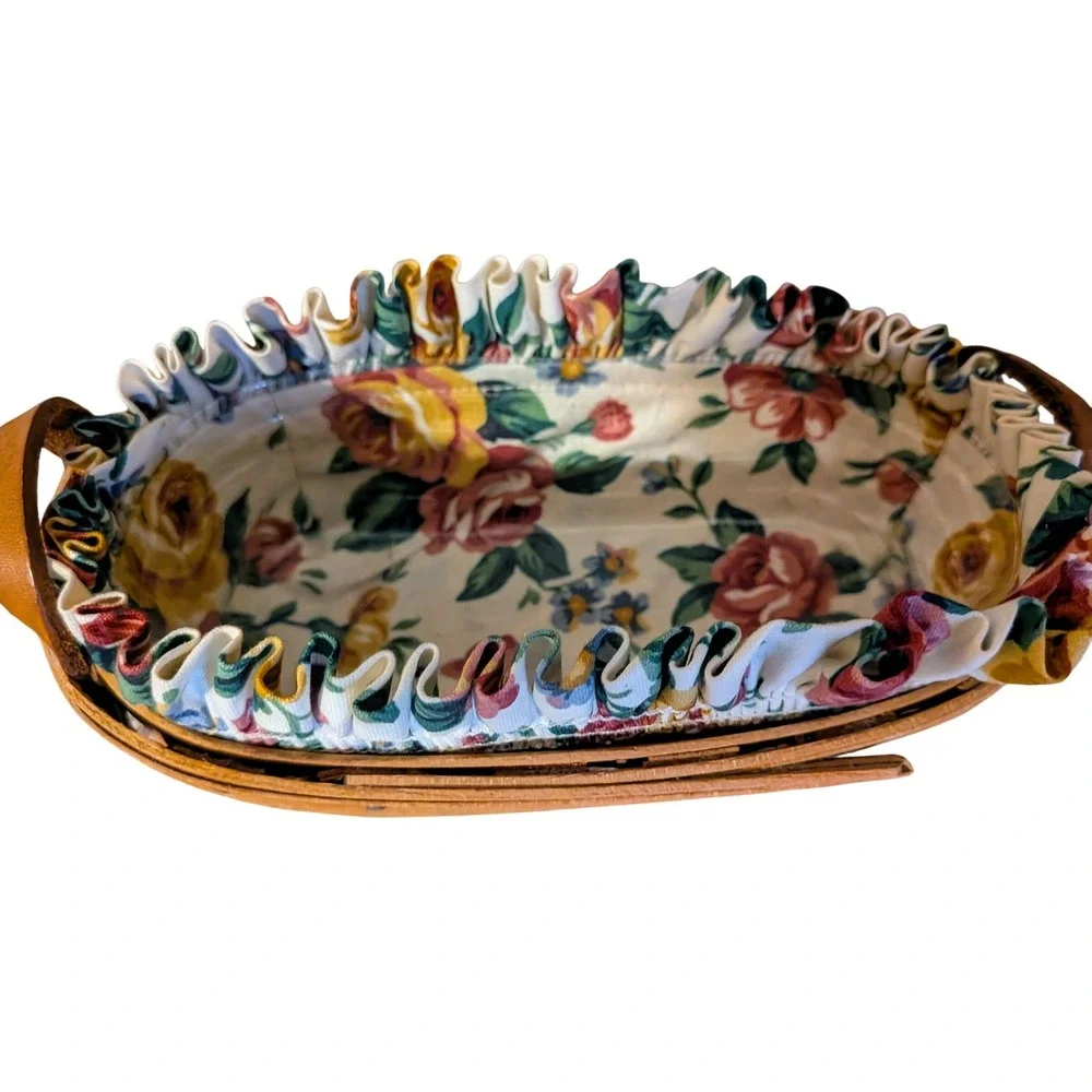 Longaberger 1995 Handwoven Basket Floral Liner‎ Ruffled Dresden Ohio